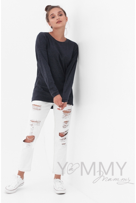 Джемпер для беременных и кормящих, синий меланж