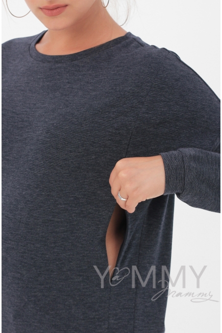 Джемпер для беременных и кормящих, синий меланж