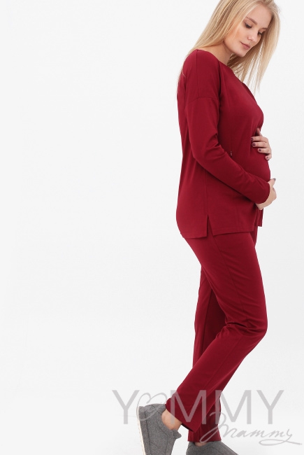 Костюм для кормящих и беременных, цвет марсала