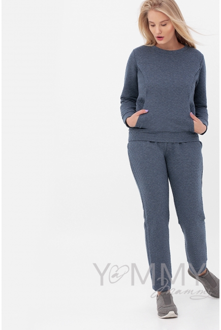 Костюм для беременных и кормящих, индиго меланж