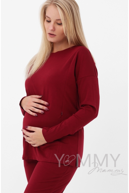 Костюм для кормящих и беременных, цвет марсала