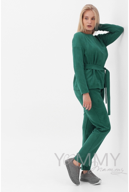 Костюм для кормящих и беременных из замши, малахит