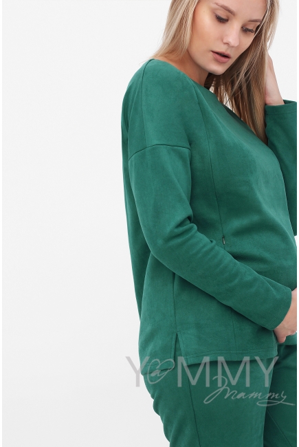 Костюм для кормящих и беременных из замши, малахит