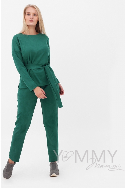 Костюм для кормящих и беременных из замши, малахит