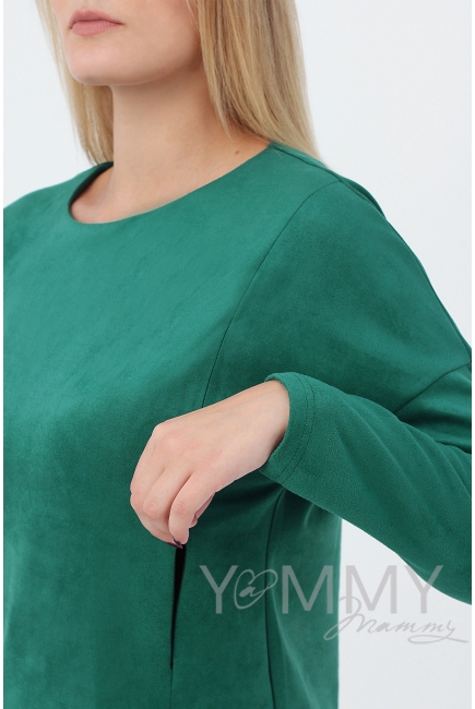 Костюм для кормящих и беременных из замши, малахит