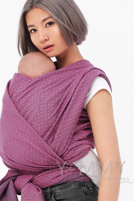 Слинг-шарф алмазного плетения YM, розовый/темно-серый