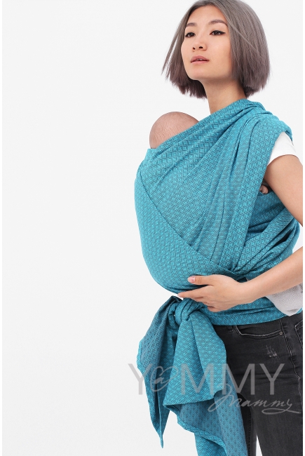 Слинг-шарф алмазного плетения YammyMammy, бирюзовый/темно-серый