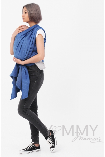 Слинг-шарф алмазного плетения YM, цвет васильковый/темно-серый