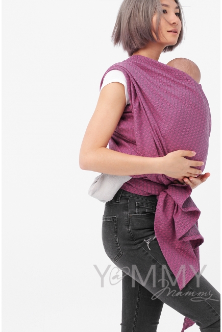 Слинг-шарф алмазного плетения YM, розовый/темно-серый