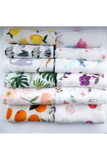 Муслиновая пеленка для новорожденных Diva большая, Flower Cotton