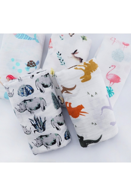 Муслиновая пеленка для новорожденных с бамбуком Diva большая, Forest