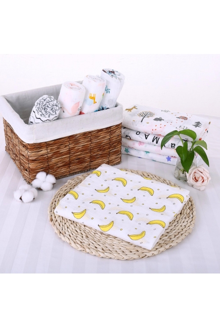 Муслиновая пеленка для новорожденных с бамбуком Diva большая, Banana