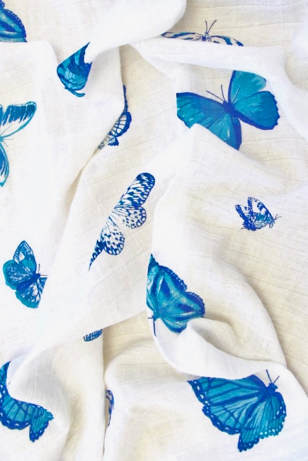 Муслиновая пеленка для новорожденных с бамбуком Diva большая, Butterfly