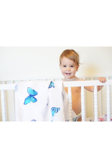 Муслиновая пеленка для новорожденных с бамбуком Diva большая, Butterfly