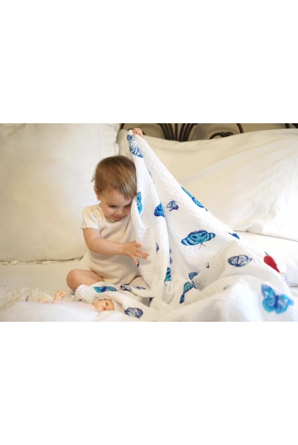 Муслиновая пеленка для новорожденных с бамбуком Diva большая, Butterfly