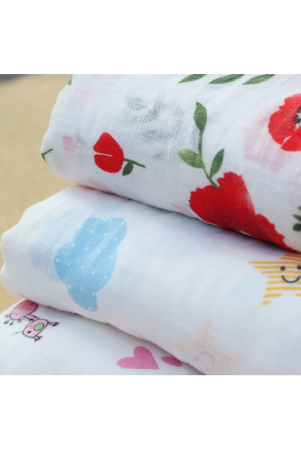 Муслиновая пеленка для новорожденных Diva большая, Poppy