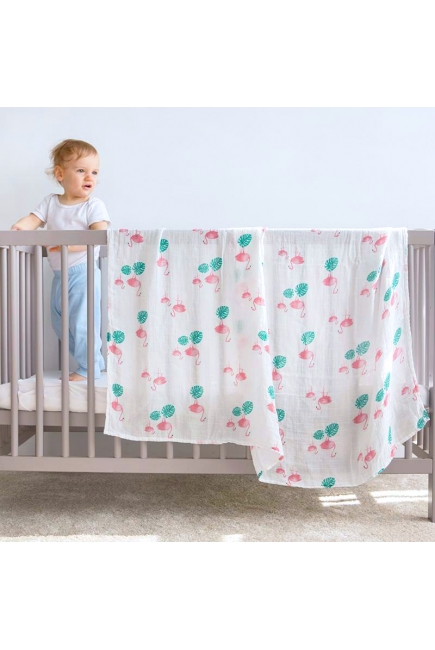 Муслиновая пеленка для новорожденных с бамбуком Diva большая, Flamingo Bamboo