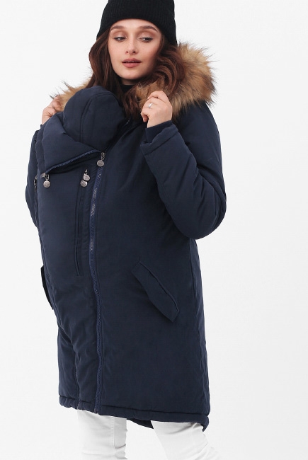 Зимняя слингокуртка - парка 3 в 1 с мехом, синий