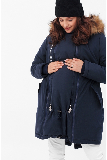 Зимняя слингокуртка - парка 3 в 1 с мехом, синий