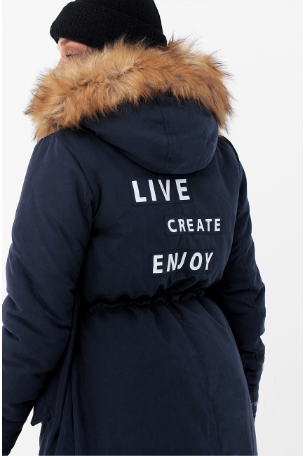 Зимняя слингокуртка - парка 3 в 1 с мехом, синий