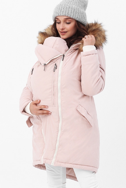 Слингокуртка зимняя - парка 3 в 1 с мехом, розовый