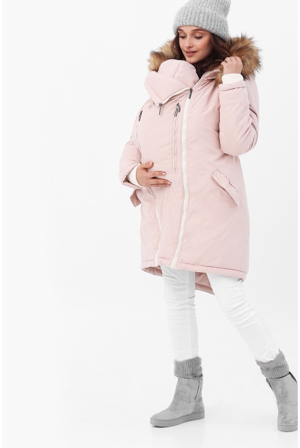 Слингокуртка зимняя - парка 3 в 1 с мехом, розовый