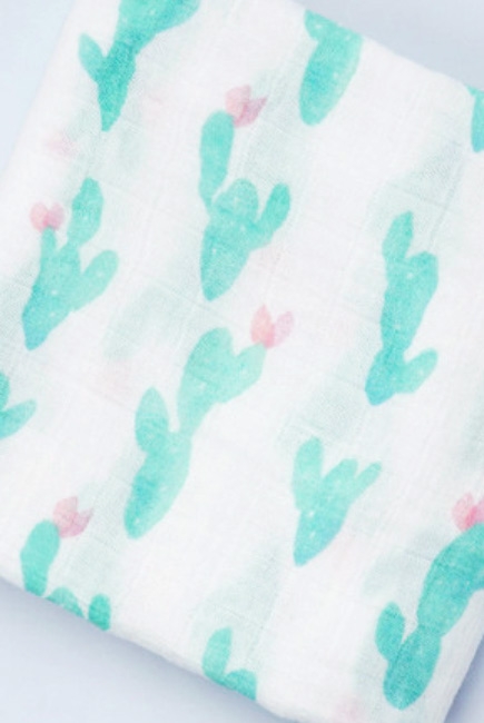 Муслиновая пеленка для новорожденных с бамбуком Diva большая, Green Cactus