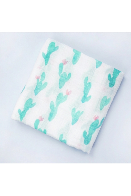 Муслиновая пеленка для новорожденных с бамбуком Diva большая, Green Cactus