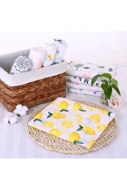 Муслиновая пеленка для новорожденных с бамбуком Diva большая, Lemon Cotton