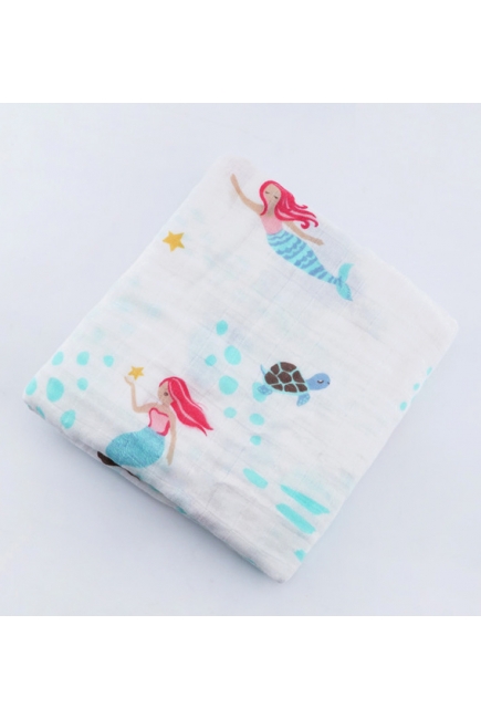 Муслиновая пеленка для новорожденных с бамбуком Diva большая, Mermaid