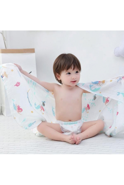 Муслиновая пеленка для новорожденных с бамбуком Diva большая, Mermaid