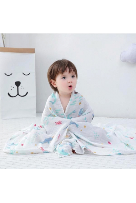 Муслиновая пеленка для новорожденных с бамбуком Diva большая, Mermaid