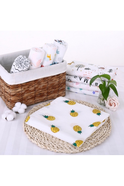 Муслиновая пеленка для новорожденных с бамбуком Diva большая, Pineapple
