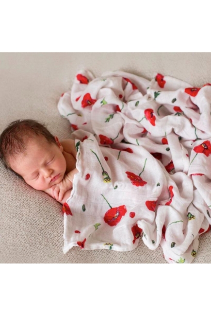 Муслиновая пеленка для новорожденных Diva большая, Poppy