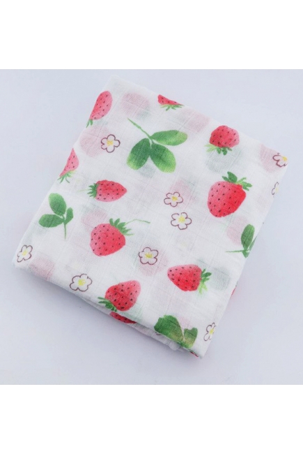 Муслиновая пеленка для новорожденных с бамбуком Diva большая, Strawberry