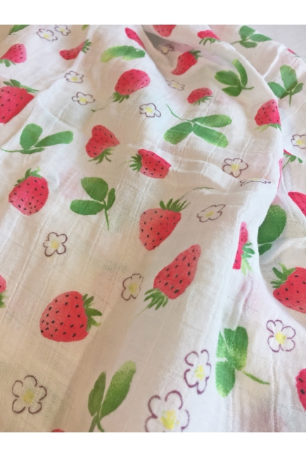 Муслиновая пеленка для новорожденных с бамбуком Diva большая, Strawberry