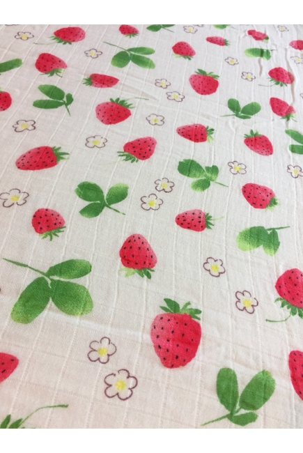 Муслиновая пеленка для новорожденных с бамбуком Diva большая, Strawberry