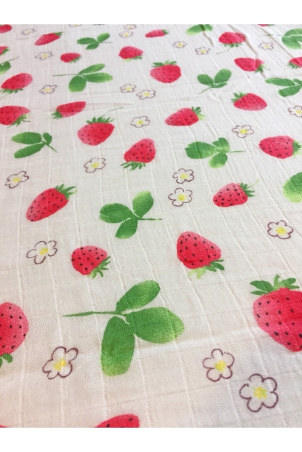 Муслиновая пеленка для новорожденных с бамбуком Diva большая, Strawberry