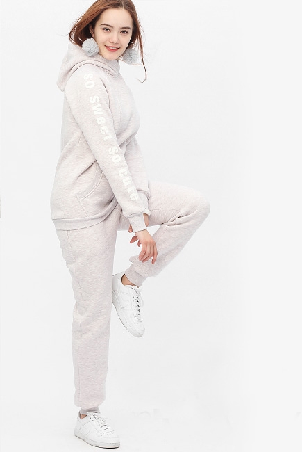 Костюм для беременных и кормящих с начесом, бежевый