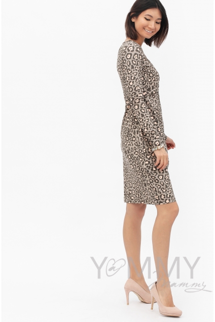 Платье-футляр с леопардовым принтом для кормящих