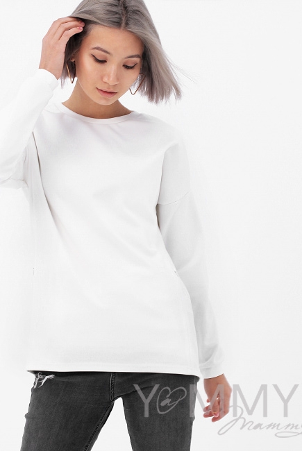 Джемпер для беременных и кормящих с вертикальными молниями, экрю