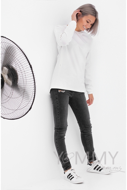 Джемпер для беременных и кормящих с вертикальными молниями, экрю