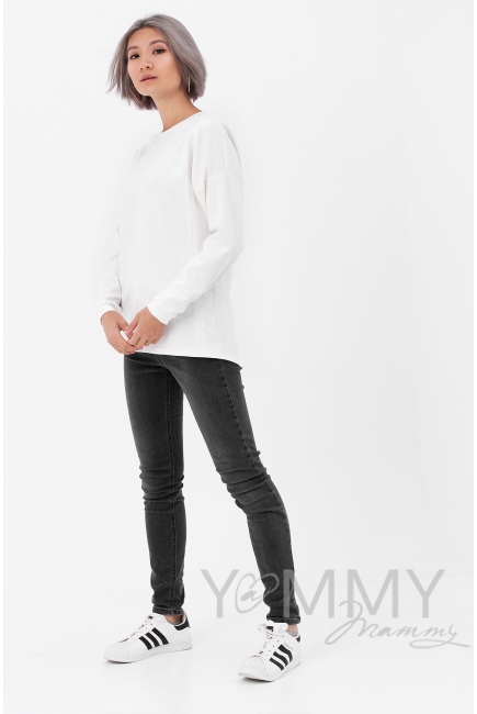 Джемпер для беременных и кормящих с вертикальными молниями, экрю