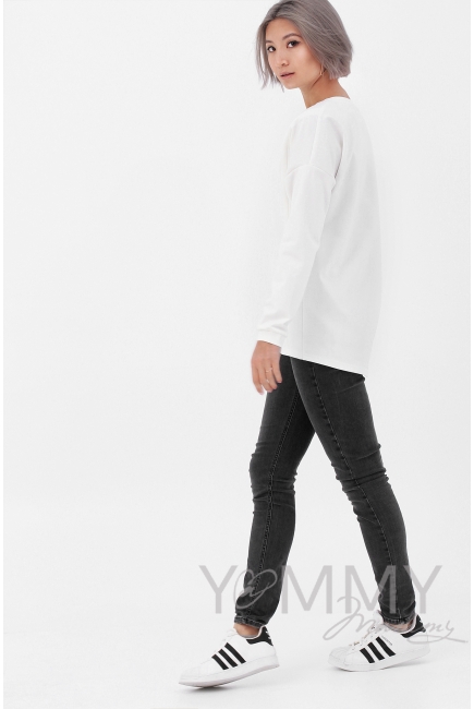 Джемпер для беременных и кормящих с вертикальными молниями, экрю