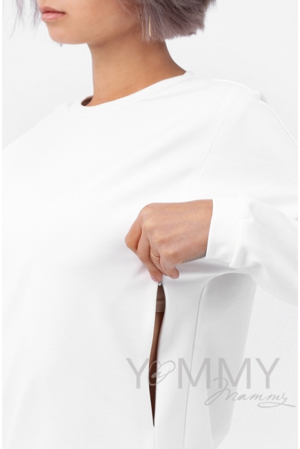 Джемпер для беременных и кормящих с вертикальными молниями, экрю