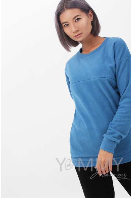 Джемпер для беременных и кормящих флисовый, цвет деним