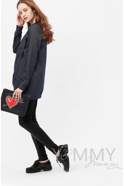 Джемпер для кормящих и беременных на запах, темно-синий