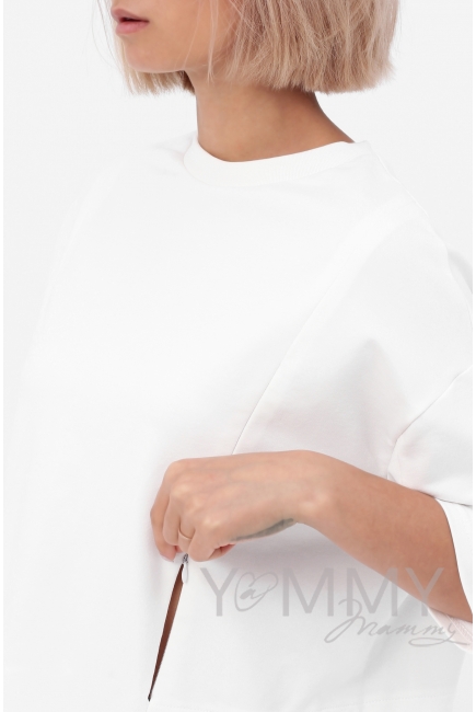 Джемпер для кормящих и беременных с кулиской, молочный