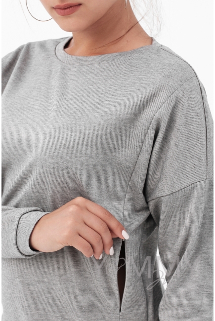 Джемпер для кормящих и беременных, цвет серый меланж