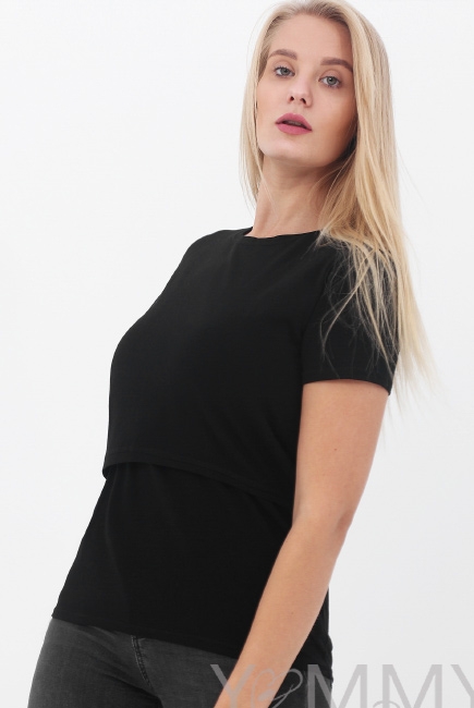 Футболка для кормящих и беременных, черная